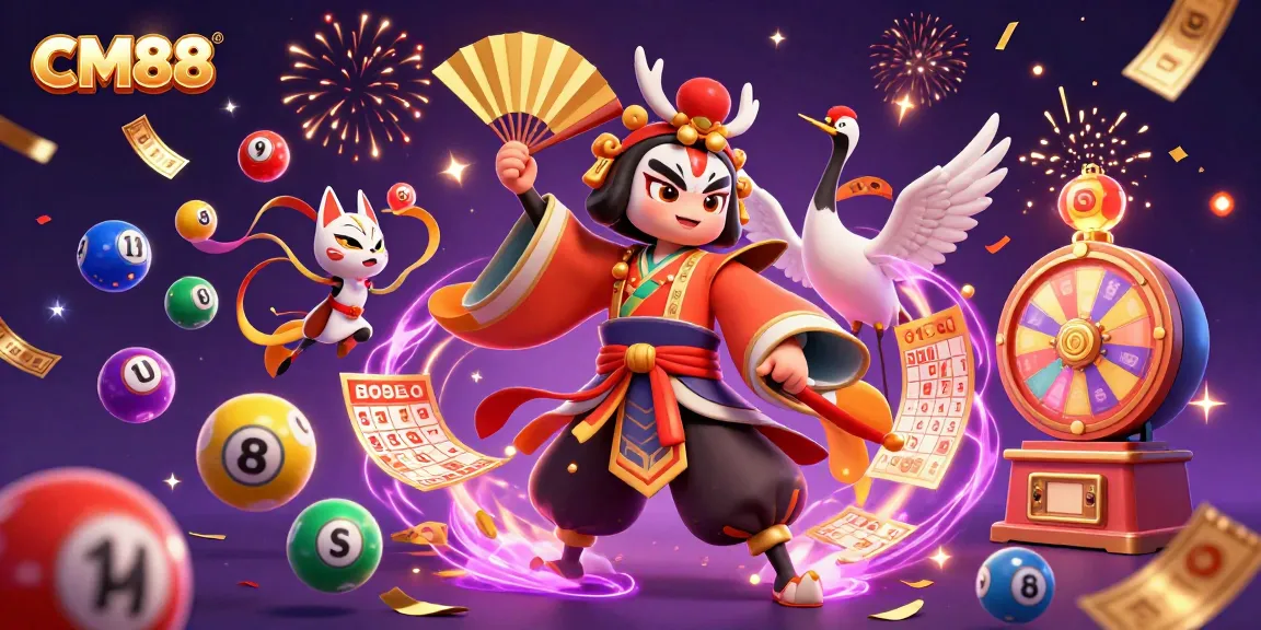 Engage in exciting lottery action with CM88 illustrated in a vibrant casino scene.