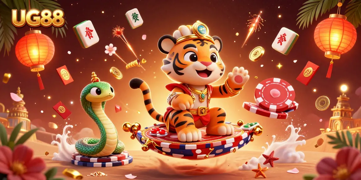 Engage with UG88 as the tiger sultan on a magical poker chip carpet explores casino treasures.