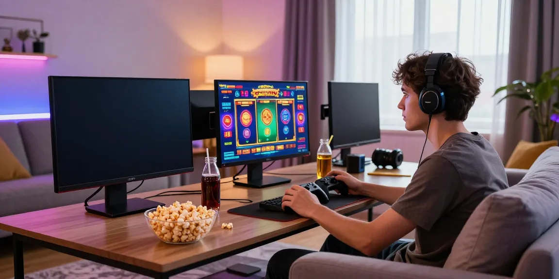 Engaged player enjoying slot gacor gameplay in a cozy setting.