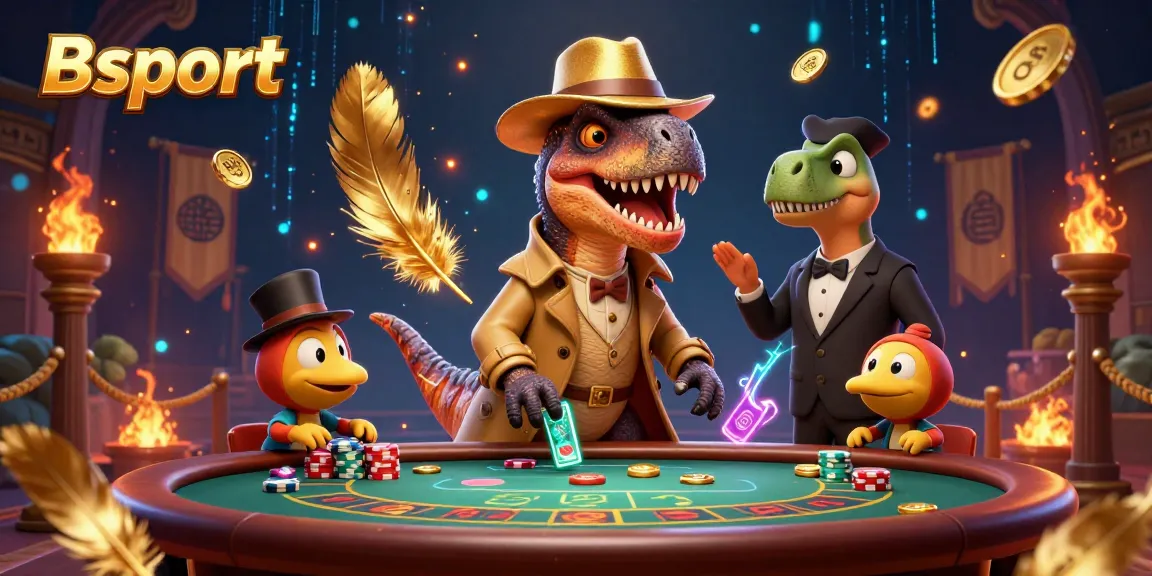 Engage in thrilling gameplay at Bsport with a velociraptor card counter and dynamic casino atmosphere.
