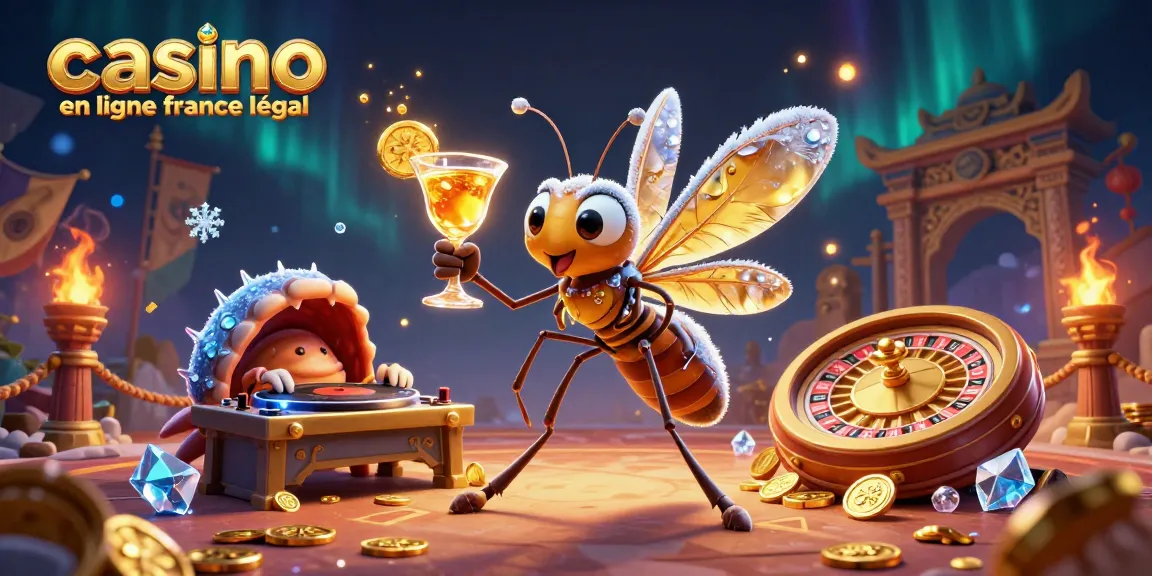 Jouer au casino en ligne France légal avec une illustration dynamique d'un moustique et un DJ.