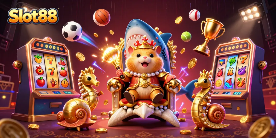 Spin the Slot88 reels with excitement as the golden hamster king celebrates wins!