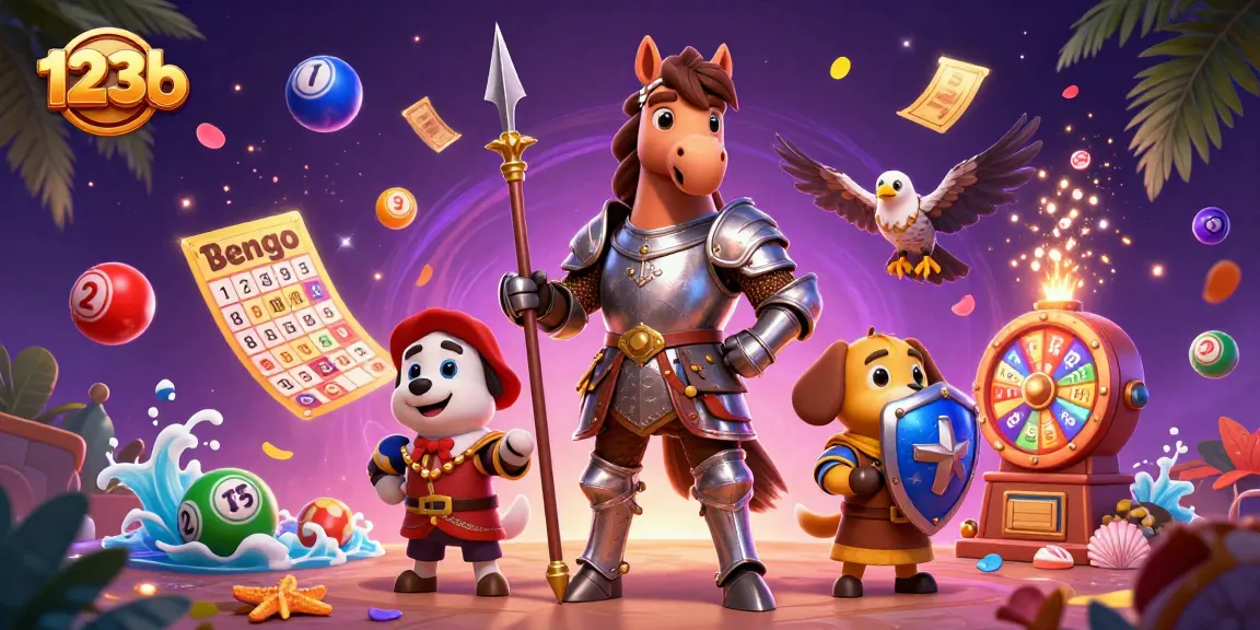 Win big with 123b lottery elements featuring a knight, squire, and falcon in a colorful scene.
