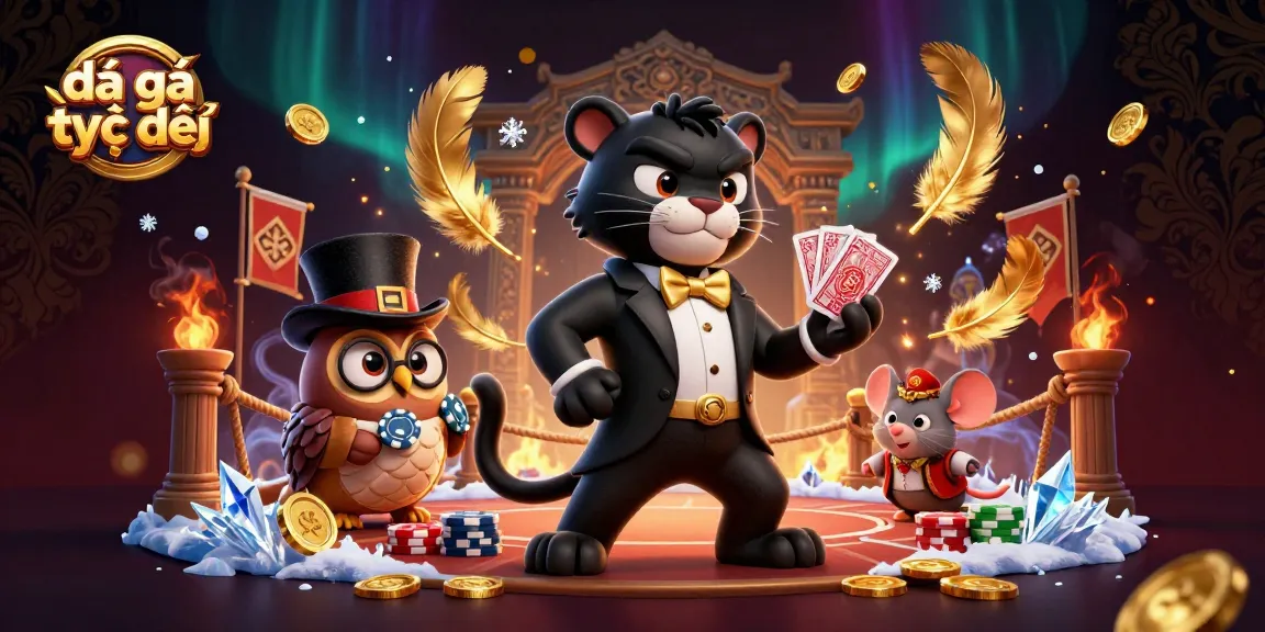Witness the excitement of đá gà trực tiếp with dynamic characters and vibrant casino elements.