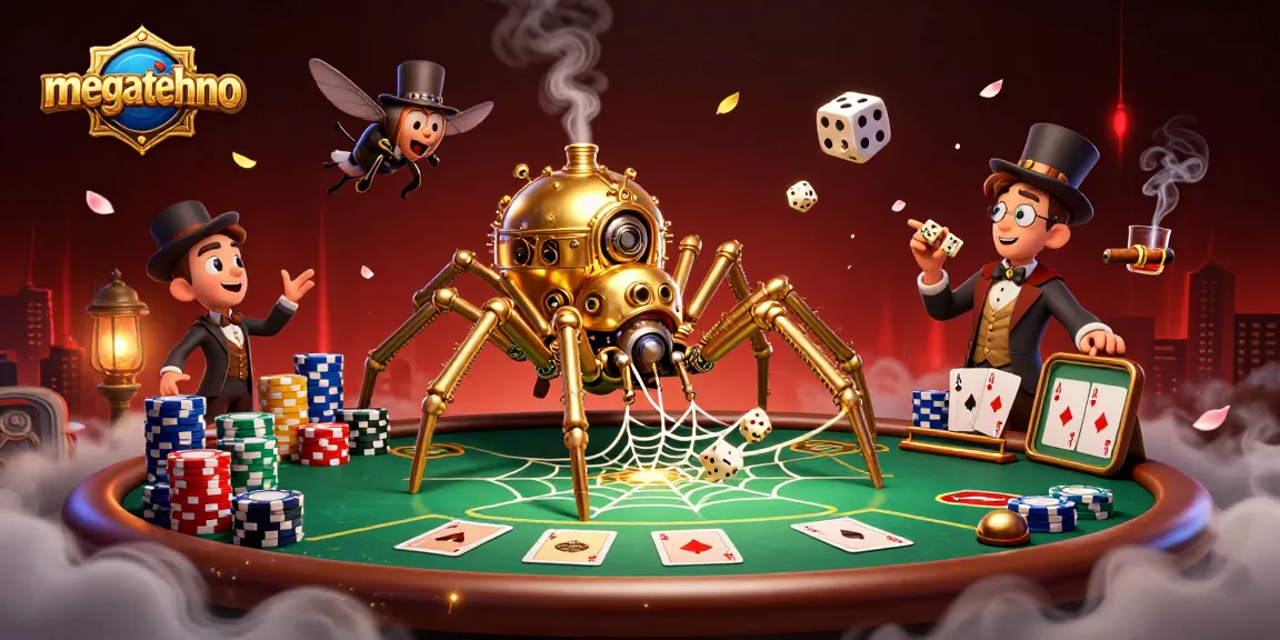 Engage in thrilling gaming at megatehno's vibrant casino atmosphere highlighted by steampunk elements.