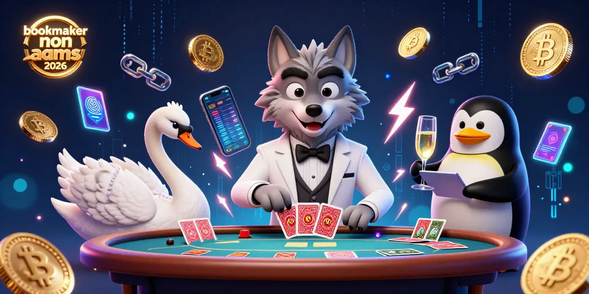 Scopri i migliori bookmaker non AAMS 2026 con un lupo elegante al tavolo di baccarat, mentre un cigno distribuisce carte.