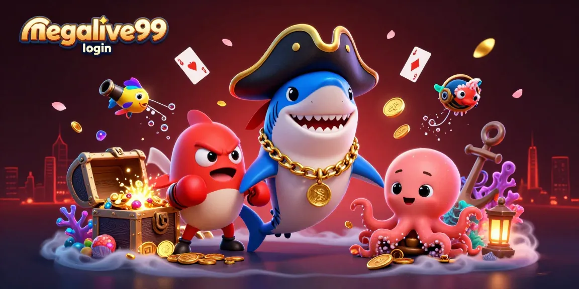 Megalive99 login: temukan harta karun slot dengan hiu kapten dan teman bawah laut.