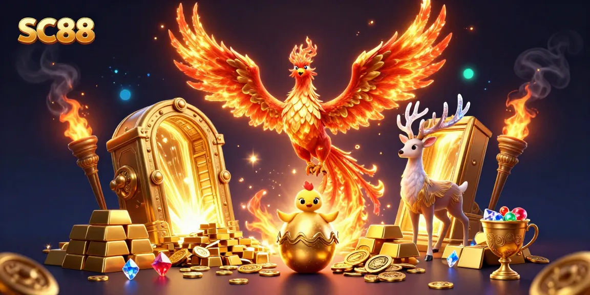 SC88 captures the thrill of winning with dynamic phoenix and treasure elements.