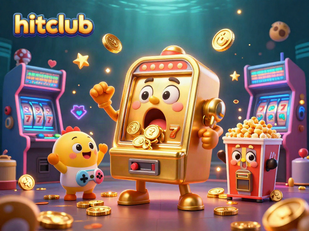 Witness the hitclub slot machine in a vibrant jackpot scene with cheering machines!
