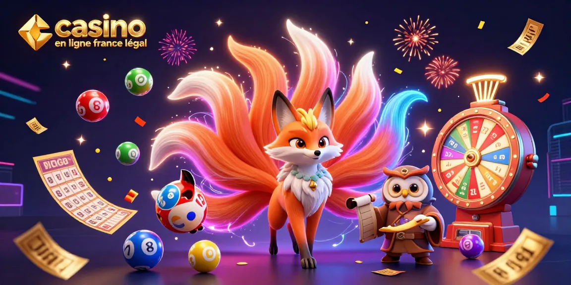Découvrez le monde du casino en ligne France légal avec un renard à neuf queues éclatant de couleurs.