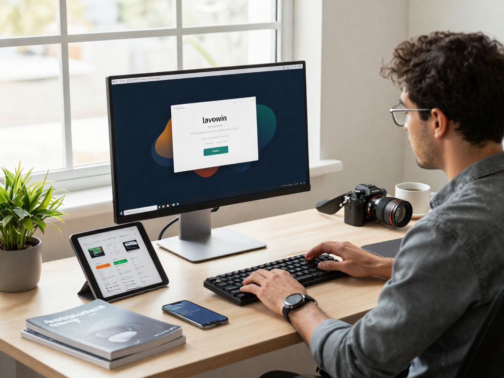 Efficient workspace showcasing the lavowin login on a monitor, enhancing productivity in a modern tech environment.