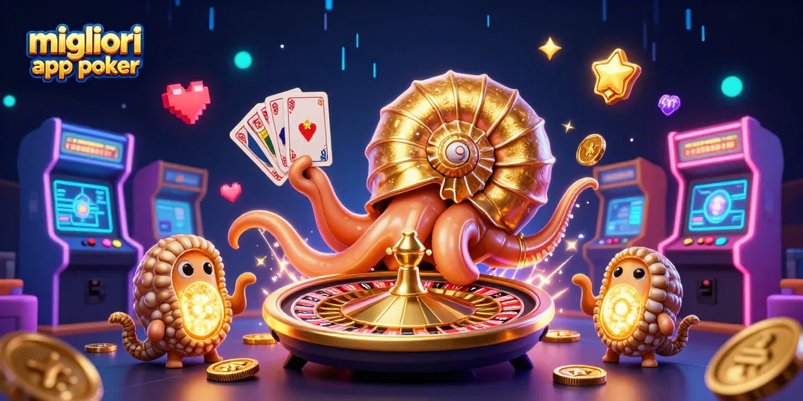 Migliori app poker: gioca con un nautilus gigante a carte mentre amichevoli ammoniti brillano.