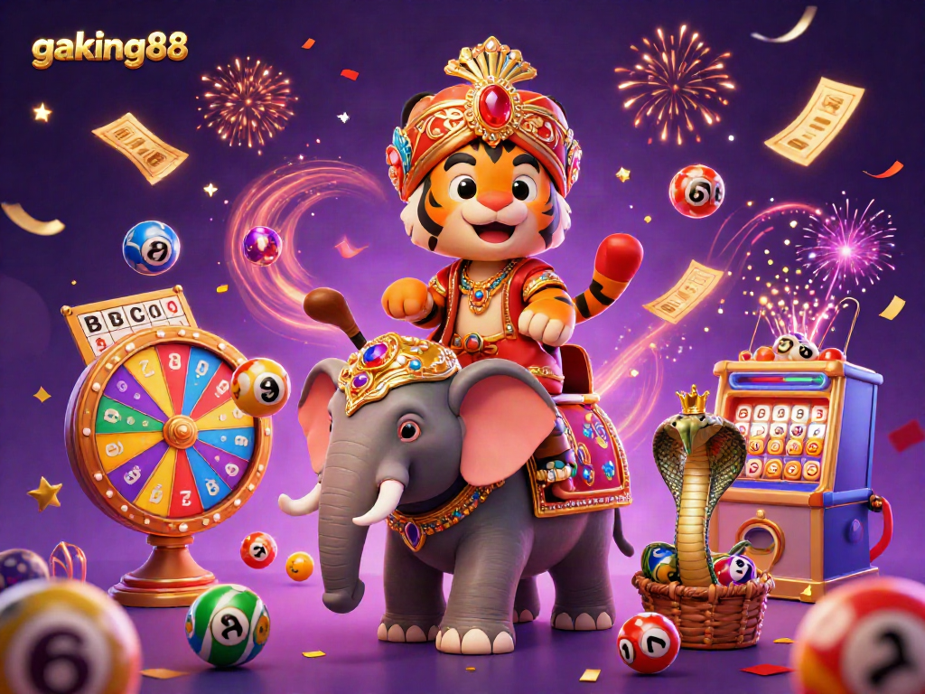 gaking88 captures the excitement of casino gaming with colorful lottery balls and dazzling illustrations