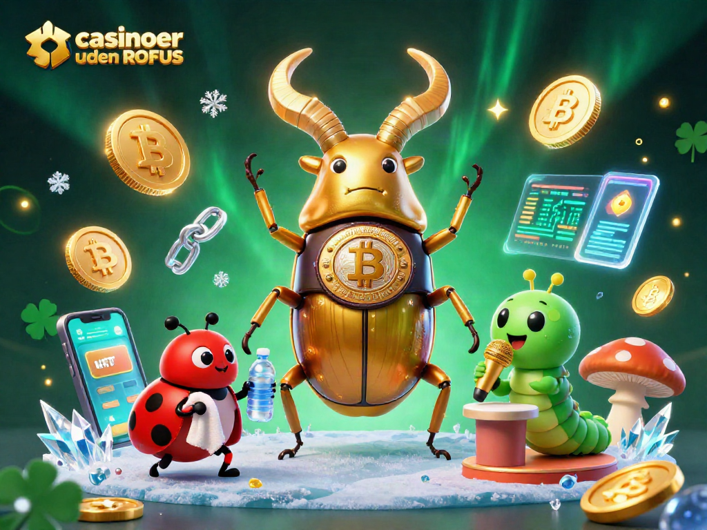 Engage with colorful casinoer uden ROFUS scenes featuring a golden stag beetle and digital crypto elements.