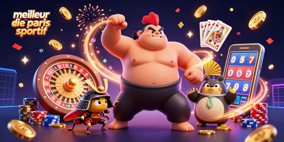 Découvrez le meilleur site de paris sportif avec une illustration dynamique de personnages de casino animés.
