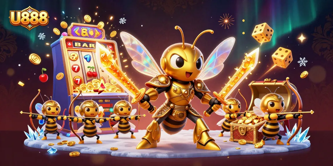 Experience the thrilling U888 casino adventure with a golden hornet samurai amidst a jackpot explosion.