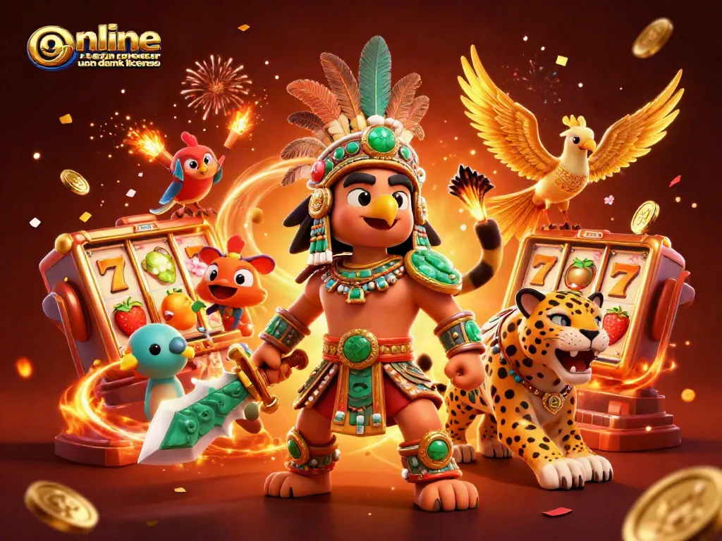 Experience the thrill of online casinoer uden dansk licens with Aztec warriors and festive gaming elements.