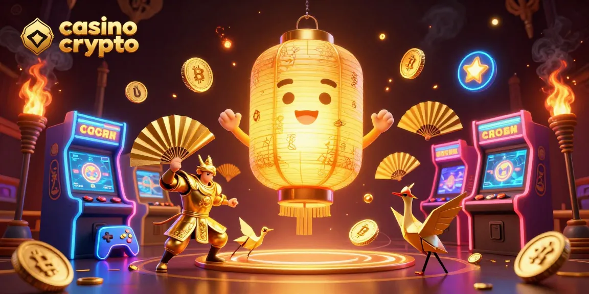Jouer au casino crypto avec des symboles en or dans une illustration dynamique et captivante.