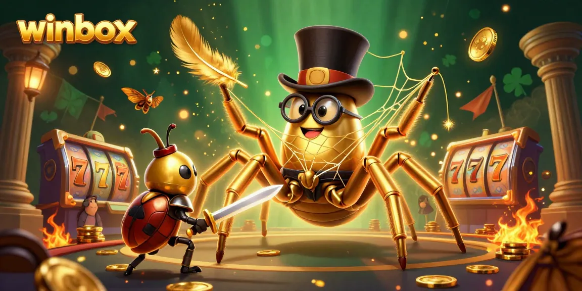 Experience thrilling gameplay at Winbox as a giant tarantula weaves webs of fortune amidst vibrant casino action.
