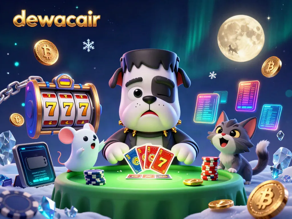 Engage with dewacair's thrilling slots featuring a lively 3D cartoon scene with unique characters.