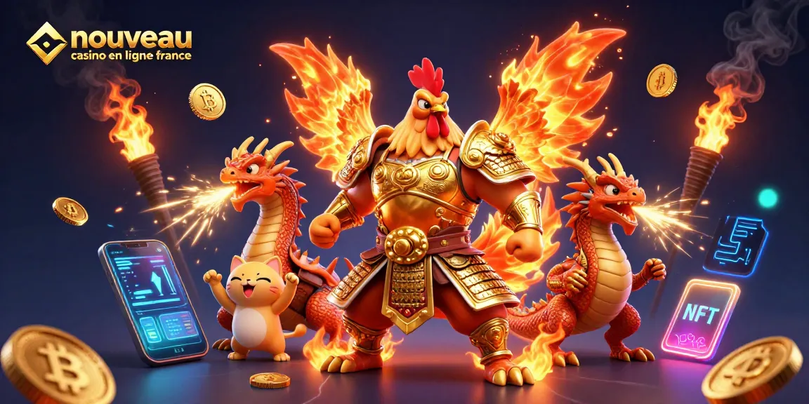 Découvrez un nouveau casino en ligne France où un guerrier coq et un dragon s'animent avec des crypto-monnaies.