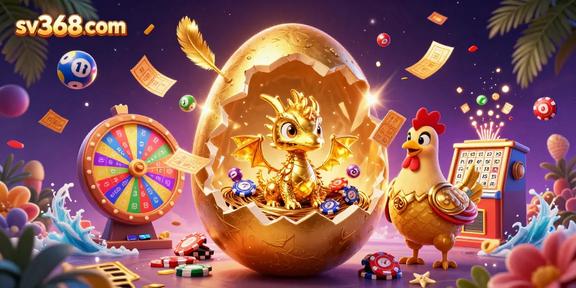 Experience thrilling gambling action with sv368com's vibrant golden dragon and poker chips.