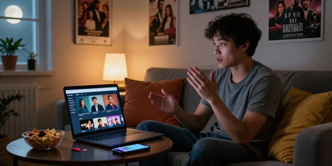 Engaged viewer on AV66TH streaming platform, enjoying high-quality adult content in a cosy room.