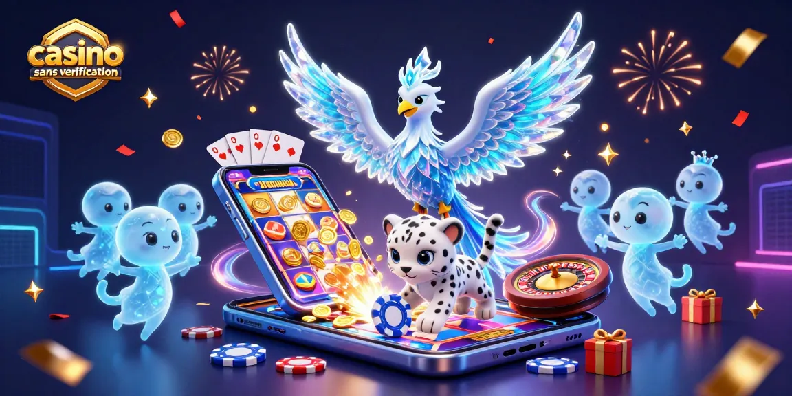 Jouez dans un casino sans vérification et découvrez l'étincelle des jeux avec un phoenix de glace et une illustration dynamique.