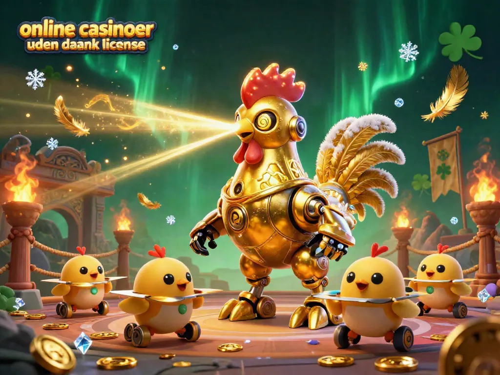 Experience thrilling gameplay at online casinoer uden dansk licens with our vibrant and immersive 3D illustration.
