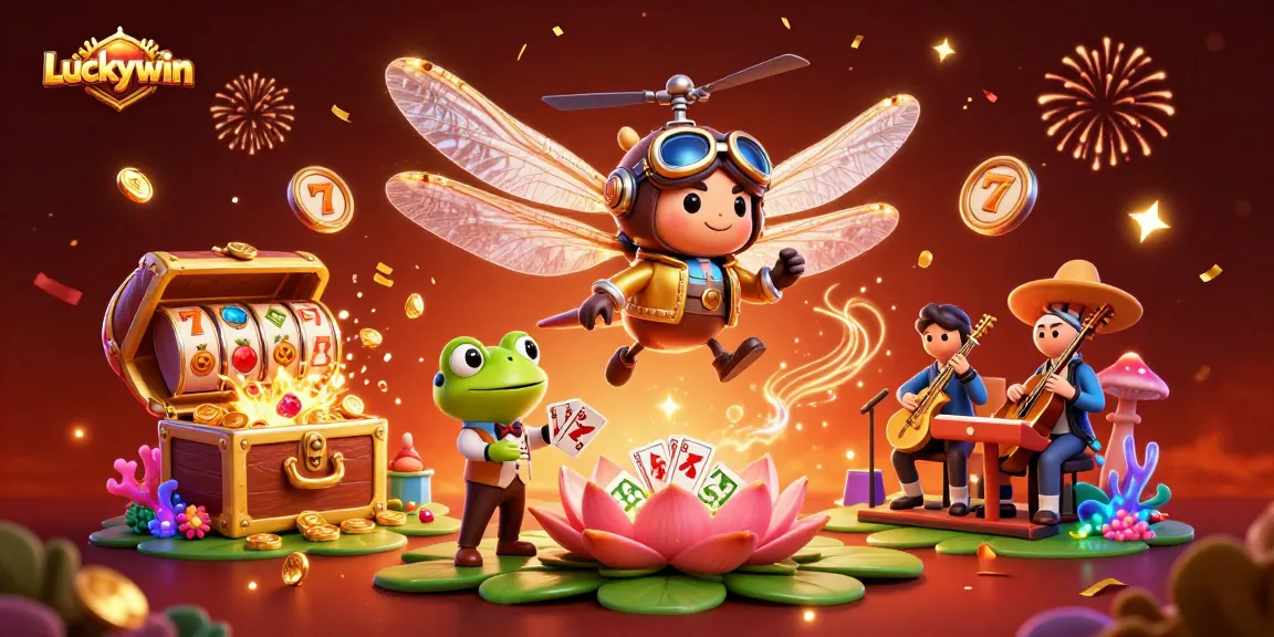 Experience thrilling gameplay with Luckywin as cartoon characters come to life in a vibrant casino scene.