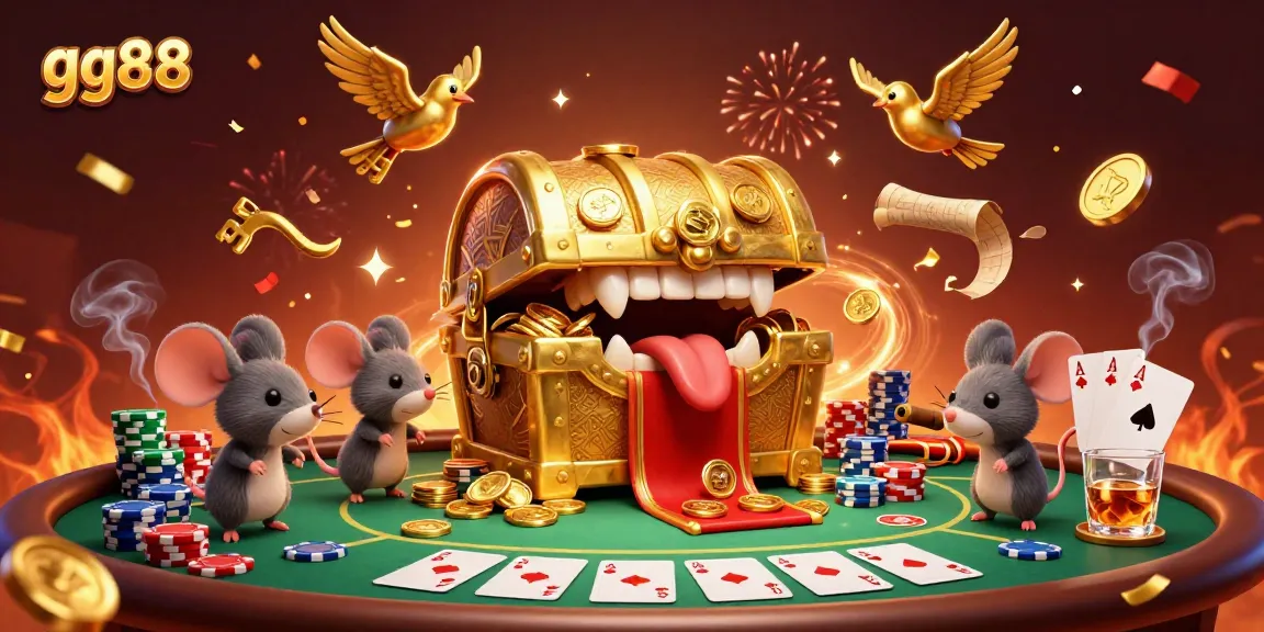 Experience thrilling promotions at gg88, featuring adventurous treasure chest and engaging poker elements.