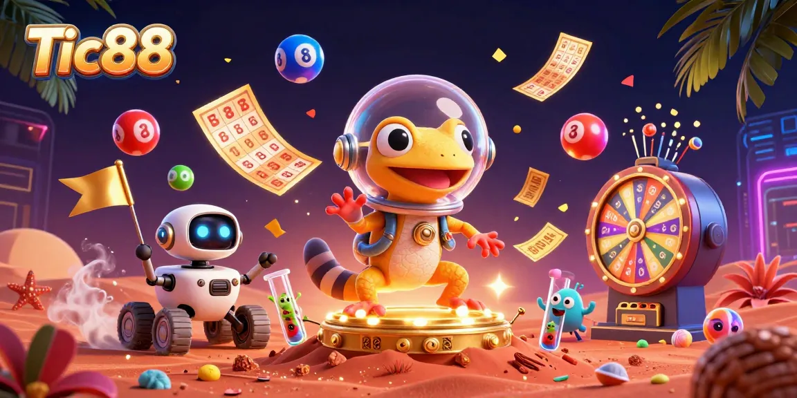 Engage with Tic88 as the Martian gecko uncovers a golden casino filled with vibrant gambling elements.