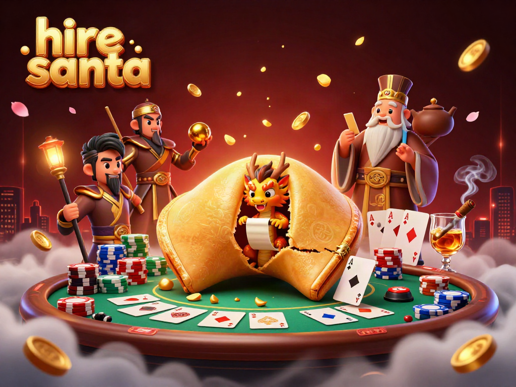 Experience the festive spirit while you hire Santa in a vibrant casino setting filled with engaging characters.