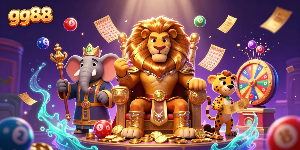 Experience exciting gambling adventures with gg88's vibrant 3D illustration featuring casino characters and elements.