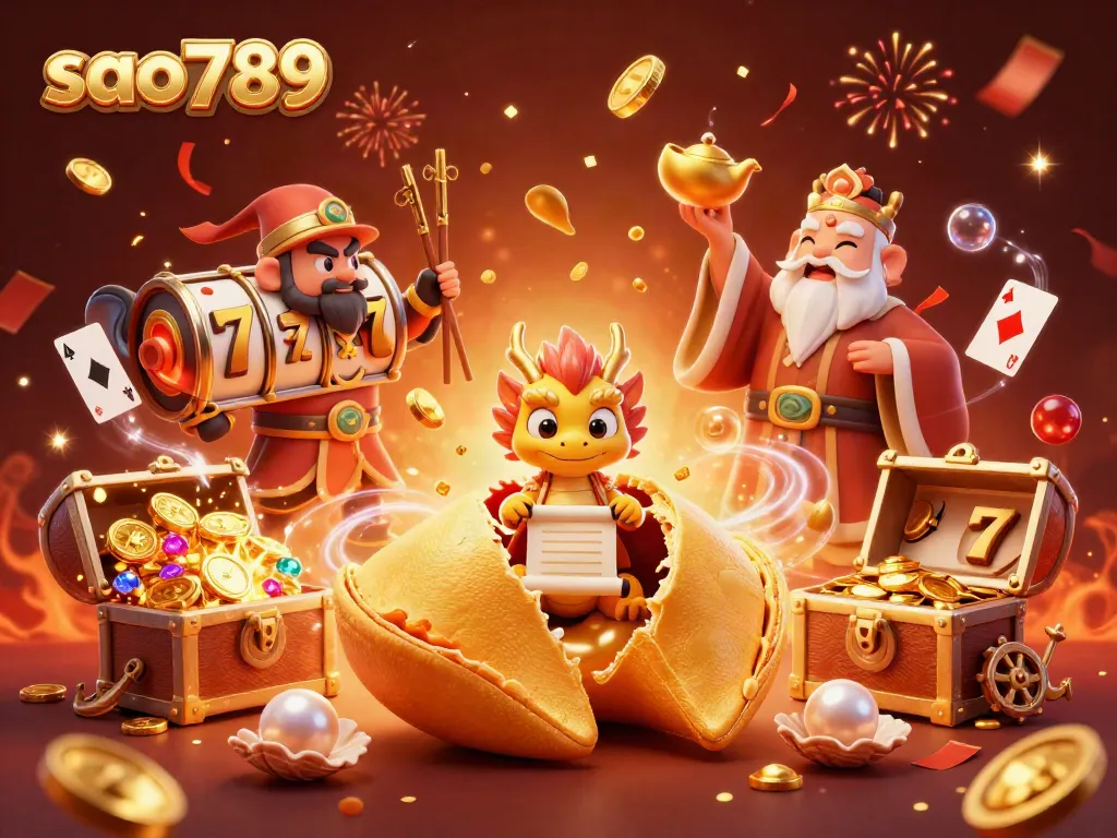 Sao789 offers thrilling experiences with exciting slot games alongside magical elements in a vibrant casino setting.