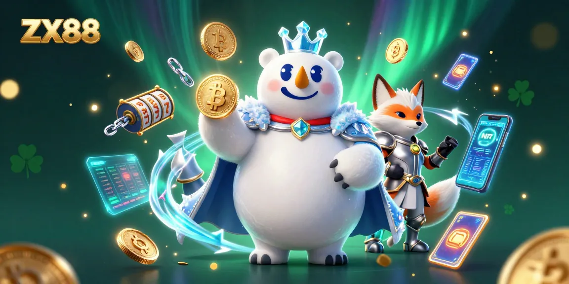 Experience thrilling gameplay at ZX88 casino with a vibrant 3D scene full of dazzling elements.