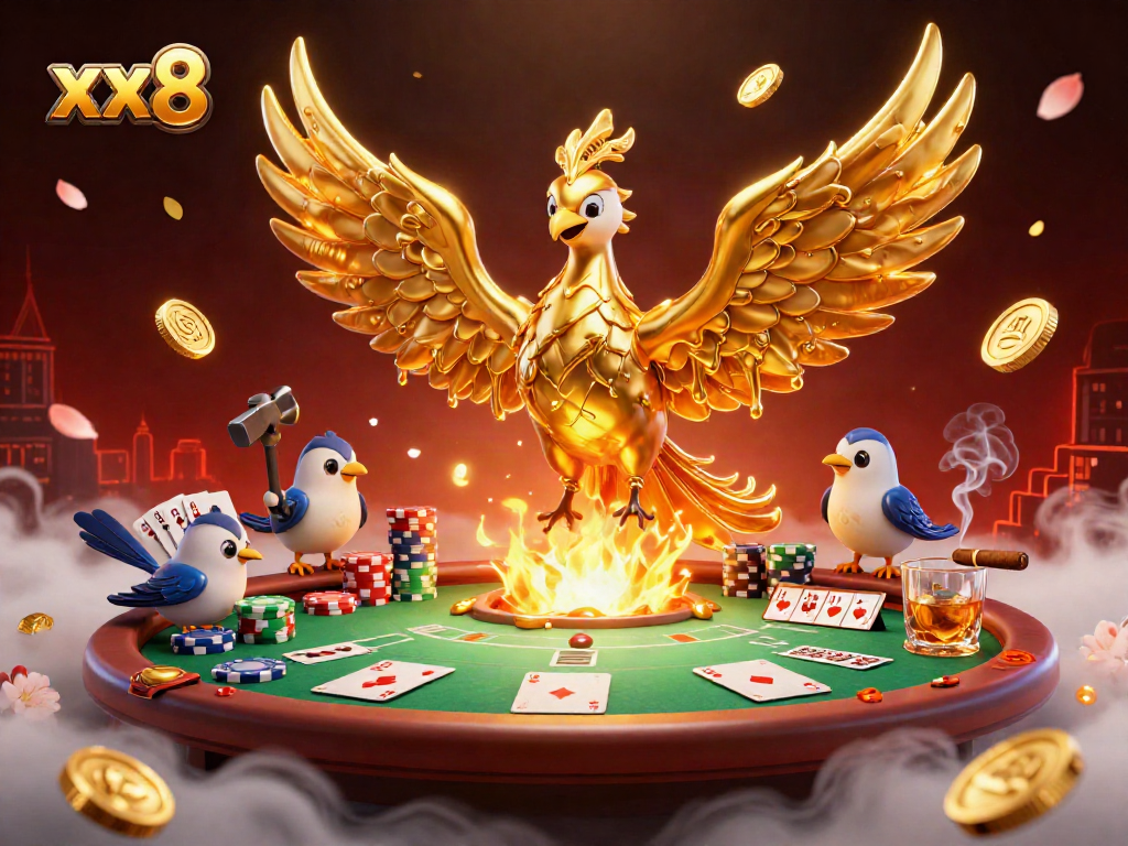 Experience thrilling poker games with the vibrant phoenix and money-filled scene at xx8 casino.