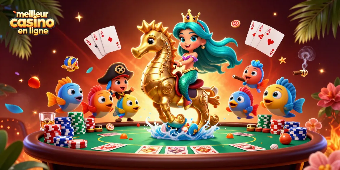 Vivez l'expérience intense de la meilleure appli de casino en ligne avec la princesse et son hippocampe dans un décor vibrant.