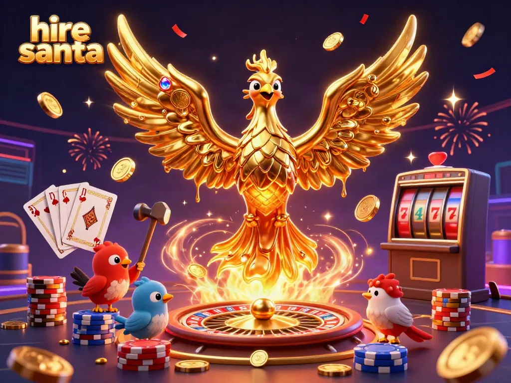 Experience the joy of hire santa with golden phoenix and festive casino elements.