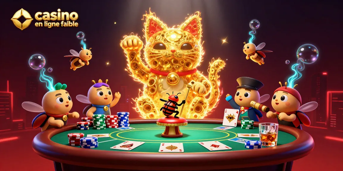 Regardez le chat porte-bonheur qui danse parmi les symboles de casino en ligne fiable, illumine l'ambiance nocturne.