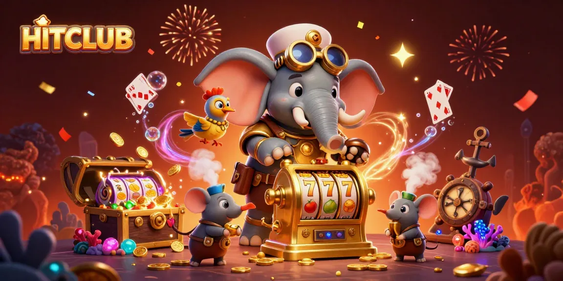 Experience the thrill of HITCLUB's vibrant gaming world with dynamic slot machine action and colorful treasures.