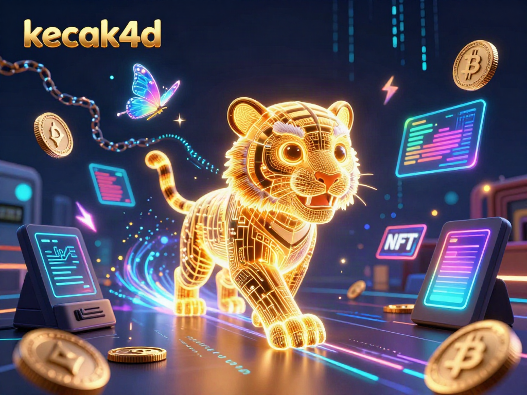 Experience the excitement of kecak4d as a golden tiger and holographic butterflies light up a digital casino.