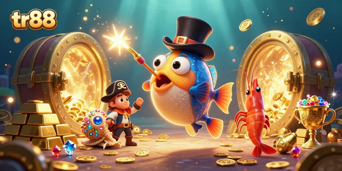 Experience the thrill of winning at tr88 with a vibrant underwater casino adventure featuring treasure-filled characters.