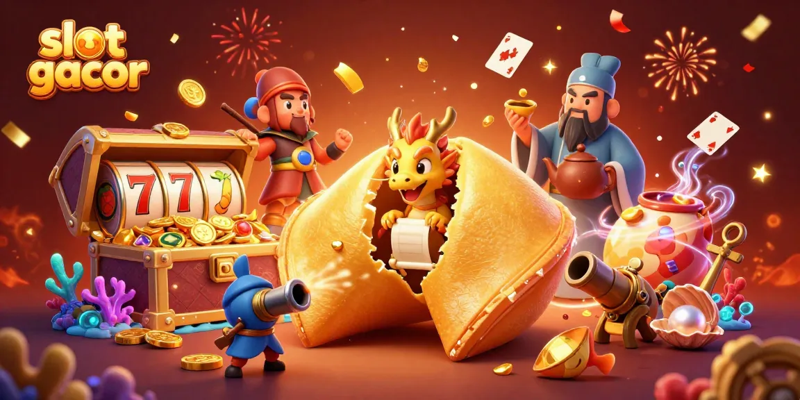 Spin the slot gacor reels in this vibrant 3D casino Paradise scene filled with gold and magic.