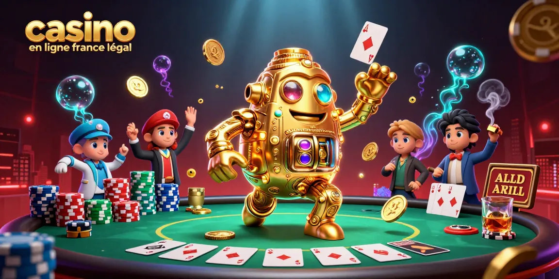 Jouez sur le casino en ligne France légal, avec des décors de poker et un golem de pièces d'or.