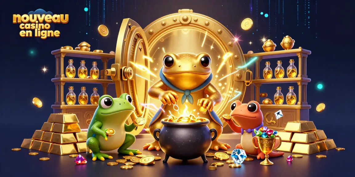 Jouer sur un nouveau casino en ligne avec un alchimiste cartoon et des symboles de jeux d'argent.