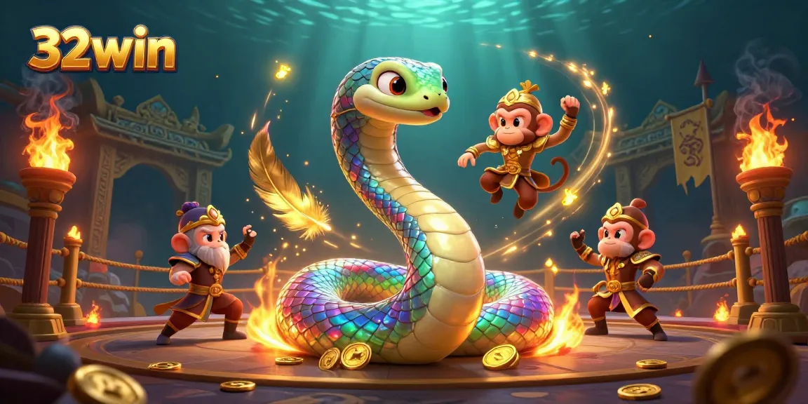 Experience the excitement of 32win with a vibrant casino-themed 3D artwork showcasing thrilling characters and dynamic elements.