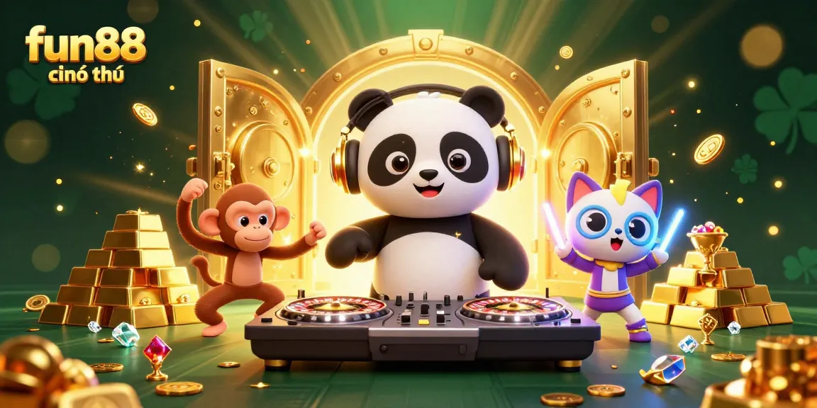 Experience the excitement of fun88 chính thức with vibrant characters in a lively casino scene.