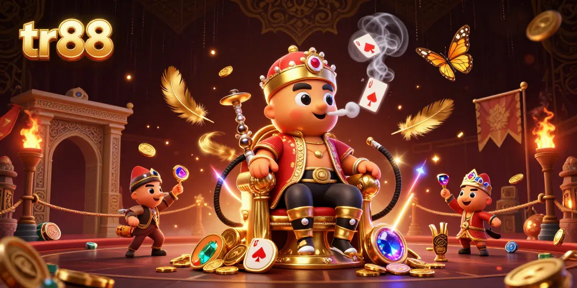 Engage with the vibrant 3D fantasy world of tr88 showcasing a dynamic casino scene filled with treasure and excitement.