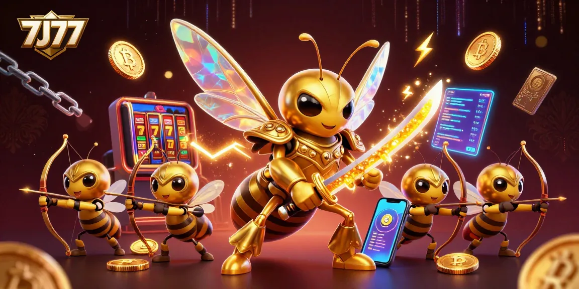 Engage with 7J77's vibrant casino adventure featuring dynamic symbols and characters.